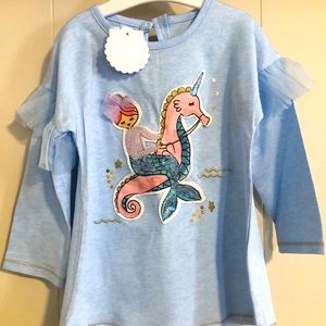NWT mudpie mermaid seahorse tunic- 24 months